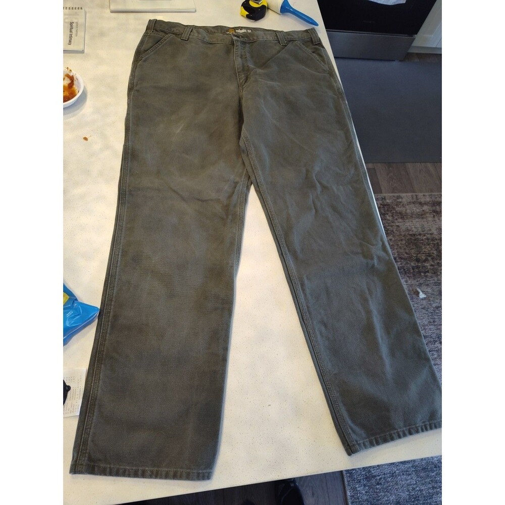 Carhartt Men's Work Jeans Olive Green Relaxed Fit Size 40 X 34 6 pockets